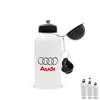 AUDI, Metal water bottle, White, aluminum 500ml