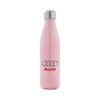 AUDI, Metal mug thermos Pink Iridiscent (Stainless steel), double wall, 500ml