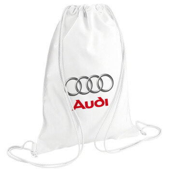 AUDI, Τσάντα πλάτης πουγκί GYMBAG λευκή (28x40cm)