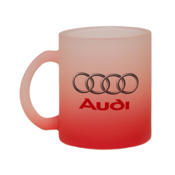 AUDI, Κούπα γυάλινη δίχρωμη με βάση το κόκκινο ματ, 330ml