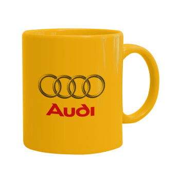 AUDI, Ceramic coffee mug yellow, 330ml (1pcs)