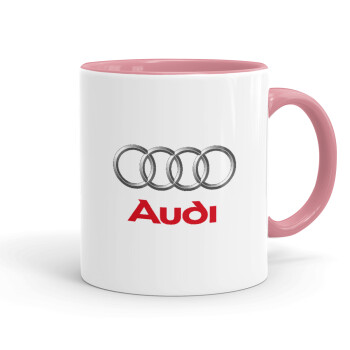 AUDI, Mug colored pink, ceramic, 330ml