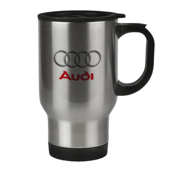 AUDI, Stainless steel travel mug with lid, double wall 450ml
