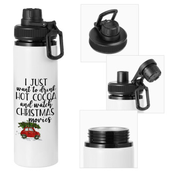 I just want to drink hot cocoa and watch christmas movies mini cooper, Metal water bottle with safety cap, aluminum 850ml