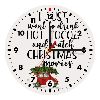 I just want to drink hot cocoa and watch christmas movies mini cooper, Wooden wall clock (20cm)