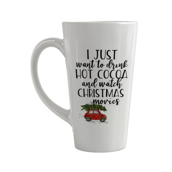 I just want to drink hot cocoa and watch christmas movies mini cooper, Κούπα κωνική Latte Μεγάλη, κεραμική, 450ml