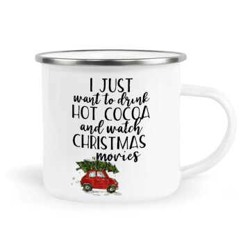 I just want to drink hot cocoa and watch christmas movies mini cooper, Κούπα Μεταλλική εμαγιέ λευκη 360ml