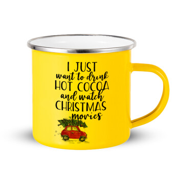 I just want to drink hot cocoa and watch christmas movies mini cooper, Κούπα Μεταλλική εμαγιέ Κίτρινη 360ml