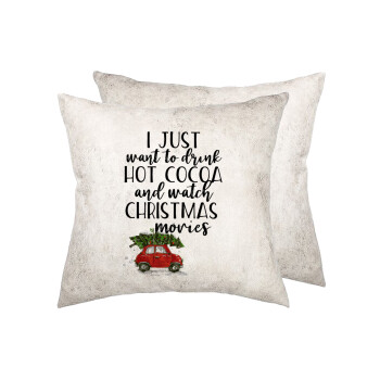 I just want to drink hot cocoa and watch christmas movies mini cooper, Μαξιλάρι καναπέ Δερματίνη Γκρι 40x40cm με γέμισμα