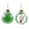 Στολίδι Χριστουγεννιάτικη μπάλα δένδρου διάφανη με πράσινο γέμισμα 8cm