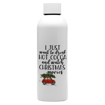 I just want to drink hot cocoa and watch christmas movies mini cooper, Μεταλλικό παγούρι νερού, 304 Stainless Steel 800ml