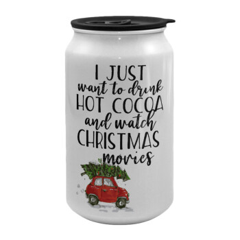 I just want to drink hot cocoa and watch christmas movies mini cooper, Κούπα ταξιδιού μεταλλική με καπάκι (tin-can) 500ml