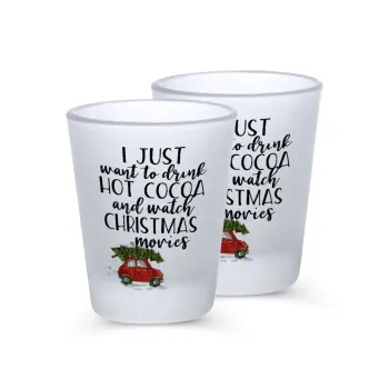 I just want to drink hot cocoa and watch christmas movies mini cooper, Σφηνοπότηρα γυάλινα 45ml του πάγου (2 τεμάχια)