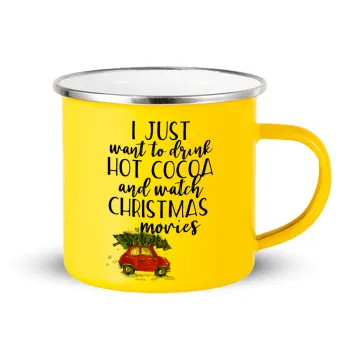 I just want to drink hot cocoa and watch christmas movies mini cooper, Κούπα Μεταλλική εμαγιέ Κίτρινη 360ml