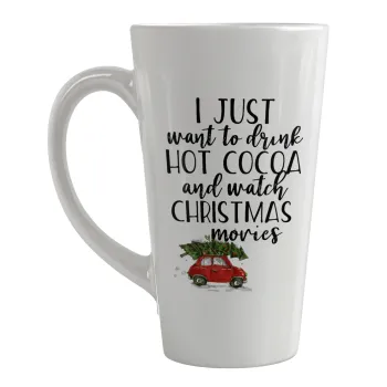 I just want to drink hot cocoa and watch christmas movies mini cooper, Κούπα κωνική Latte Μεγάλη, κεραμική, 450ml