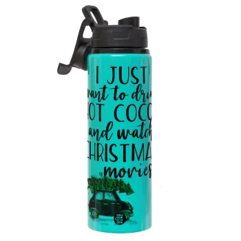 I just want to drink hot cocoa and watch christmas movies mini cooper, Μεταλλικό παγούρι νερού με καπάκι ασφαλείας, αλουμινίου 850ml