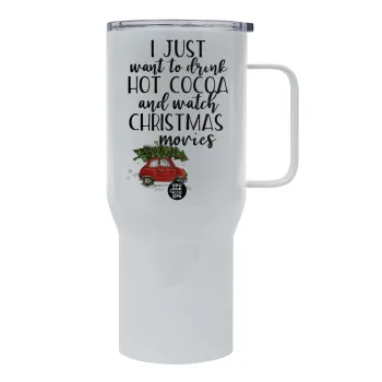 I just want to drink hot cocoa and watch christmas movies mini cooper, Mega Stainless steel Tumbler with lid, double wall 750L