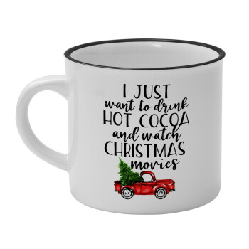 I just want to drink hot cocoa and watch christmas movies pickup car, Κούπα κεραμική vintage Λευκή/Μαύρη 230ml