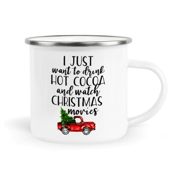 I just want to drink hot cocoa and watch christmas movies pickup car, Κούπα Μεταλλική εμαγιέ λευκη 360ml