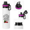 Metallic water bottle with safety lid, 850ml aluminum