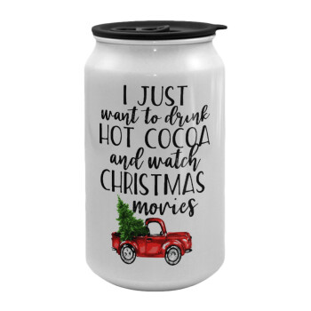 I just want to drink hot cocoa and watch christmas movies pickup car, Κούπα ταξιδιού μεταλλική με καπάκι (tin-can) 500ml