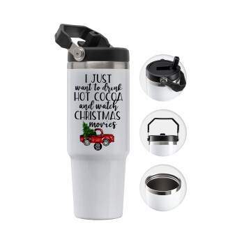 I just want to drink hot cocoa and watch christmas movies pickup car, Θερμός Ανοξείδωτο 30oz με χερούλι