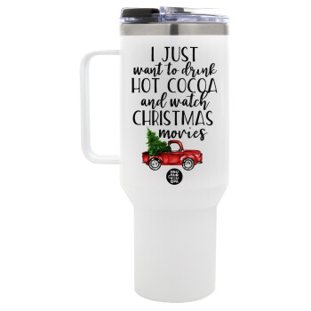 I just want to drink hot cocoa and watch christmas movies pickup car, Mega Tumbler με καπάκι, διπλού τοιχώματος (θερμό) 1,2L