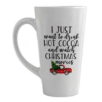 I just want to drink hot cocoa and watch christmas movies pickup car, Κούπα κωνική Latte Μεγάλη, κεραμική, 450ml