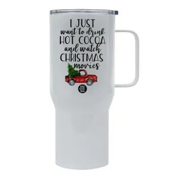 I just want to drink hot cocoa and watch christmas movies pickup car, Mega Stainless steel Tumbler with lid, double wall 750L