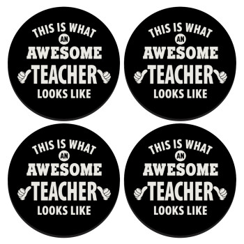 This is what an awesome teacher looks like hands!!! , SET of 4 round wooden coasters (9cm)