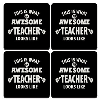 This is what an awesome teacher looks like hands!!! , ΣΕΤ 4 Σουβέρ ξύλινα τετράγωνα (9cm)