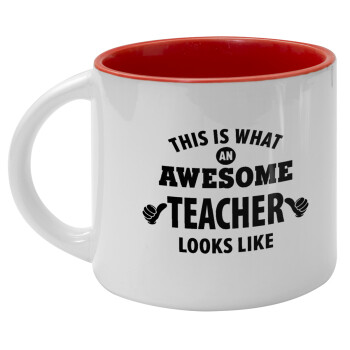 This is what an awesome teacher looks like hands!!! , Κούπα κεραμική 400ml Λευκή/Κόκκινη