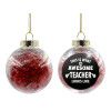 Transparent Christmas tree ball ornament with red filling 8cm