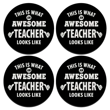 This is what an awesome teacher looks like hands!!! , SET of 4 round wooden coasters (9cm)
