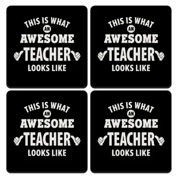 This is what an awesome teacher looks like hands!!! , ΣΕΤ 4 Σουβέρ ξύλινα τετράγωνα (9cm)