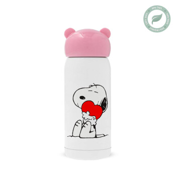 Snoopy, Ροζ ανοξείδωτο παγούρι θερμό (Stainless steel), 320ml