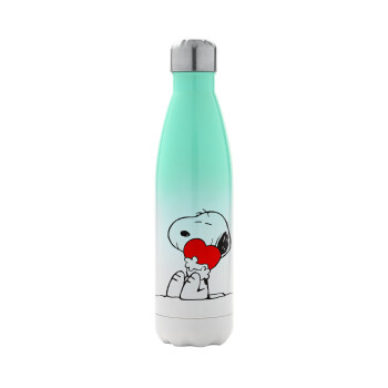 Snoopy, Metal mug thermos Green/White (Stainless steel), double wall, 500ml