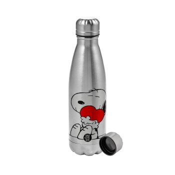 Snoopy, Metallic water bottle, stainless steel, 750ml
