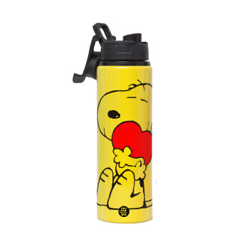 Snoopy, Metallic water bottle with safety lid, 850ml aluminum