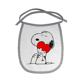 Snoopy, Σαλιάρα μωρού αλέκιαστη με κορδόνι Μαύρη