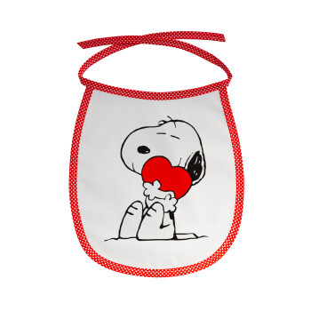 Snoopy, Σαλιάρα μωρού αλέκιαστη με κορδόνι Κόκκινη