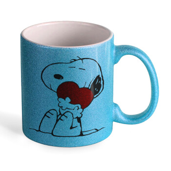 Snoopy, Κούπα Σιέλ Glitter που γυαλίζει, κεραμική, 330ml