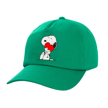 Snoopy, Καπέλο παιδικό Baseball, 100% Βαμβακερό, Low profile, Πράσινο