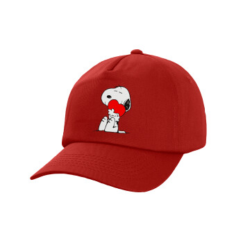 Snoopy, Καπέλο Baseball, 100% Βαμβακερό, Low profile, Κόκκινο