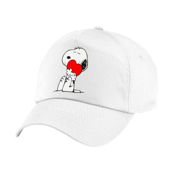 Snoopy, Καπέλο παιδικό Baseball, 100% Βαμβακερό Twill, Λευκό (ΒΑΜΒΑΚΕΡΟ, ΠΑΙΔΙΚΟ, UNISEX, ONE SIZE)