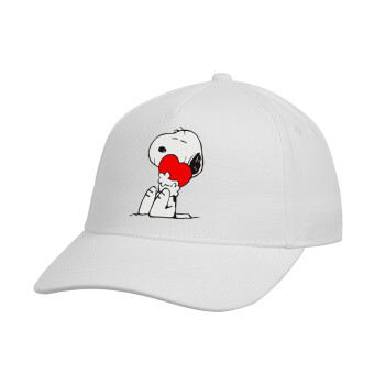 Snoopy, Καπέλο παιδικό Baseball, 100% Βαμβακερό, Λευκό