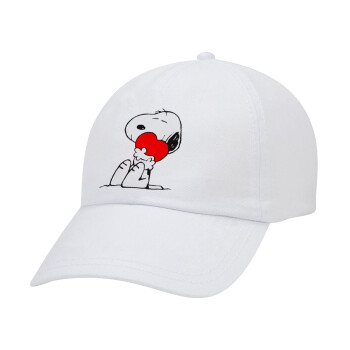 Snoopy, Καπέλο Ενηλίκων Baseball Λευκό 5-φύλλο (POLYESTER, ΕΝΗΛΙΚΩΝ, UNISEX, ONE SIZE)