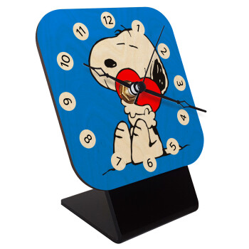 Snoopy, Επιτραπέζιο ρολόι σε φυσικό ξύλο (10cm)