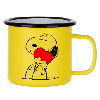Snoopy, Κούπα Μεταλλική εμαγιέ ΜΑΤ Κίτρινη 360ml