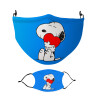 Snoopy, Μάσκα υφασμάτινη Ενηλίκων πολλαπλών στρώσεων με υποδοχή φίλτρου